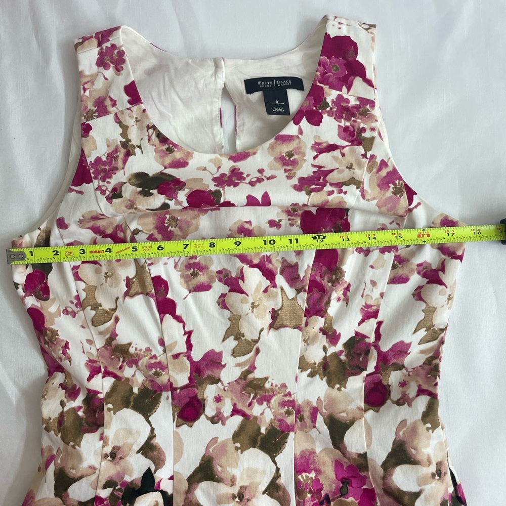 White House Black Market Womens Pink and Cream Floral Midi Dress Size 8 - Picture 9 of 12